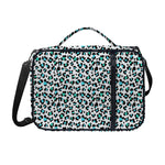 White And Teal Leopard Print Shoulder Strap Bible Bag