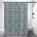 White And Teal Leopard Print Shower Curtain