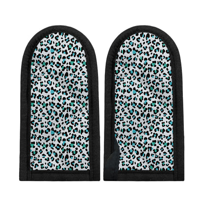 White And Teal Leopard Print Skillet Handle Cover