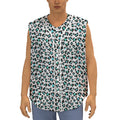 White And Teal Leopard Print Sleeveless Baseball Jersey