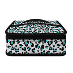 White And Teal Leopard Print Small Lunch Bag