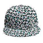 White And Teal Leopard Print Snapback Cap