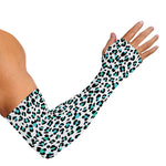 White And Teal Leopard Print Sun Protection Arm Sleeves
