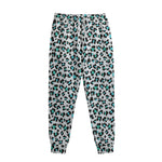 White And Teal Leopard Print Sweatpants