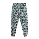 White And Teal Leopard Print Sweatpants