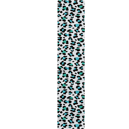 White And Teal Leopard Print Table Runner