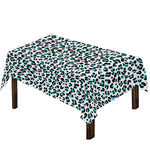 White And Teal Leopard Print Tablecloth