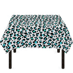 White And Teal Leopard Print Tablecloth