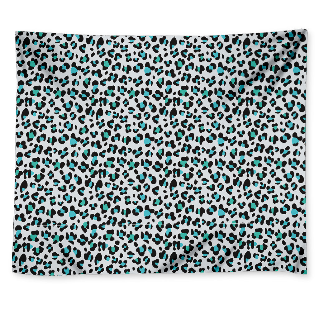 White And Teal Leopard Print Tapestry