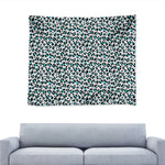 White And Teal Leopard Print Tapestry