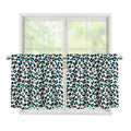 White And Teal Leopard Print Tier Curtains