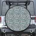 White And Teal Leopard Print Tire Cover