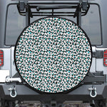 White And Teal Leopard Print Tire Cover
