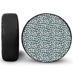 White And Teal Leopard Print Tire Cover