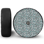 White And Teal Leopard Print Tire Cover With Camera Hole
