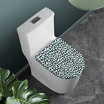 White And Teal Leopard Print Toilet Lid Cover