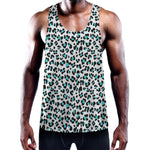 White And Teal Leopard Print Training Tank Top