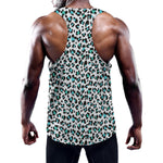 White And Teal Leopard Print Training Tank Top