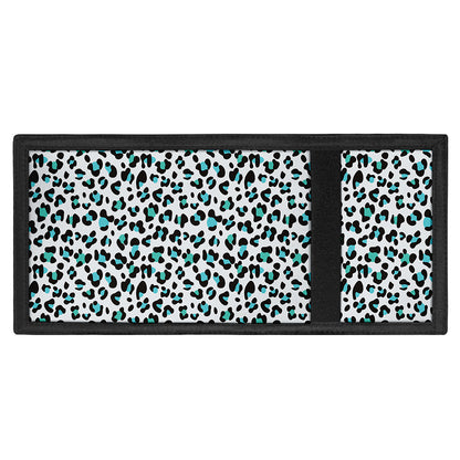 White And Teal Leopard Print Trifold Wallet