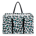 White And Teal Leopard Print Utility Tote Bag