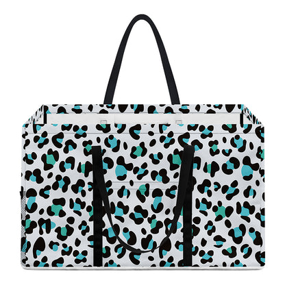 White And Teal Leopard Print Utility Tote Bag