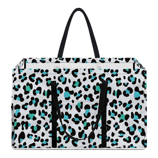 White And Teal Leopard Print Utility Tote Bag