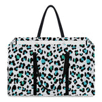 White And Teal Leopard Print Utility Tote Bag