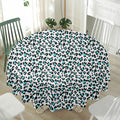 White And Teal Leopard Print Waterproof Round Tablecloth