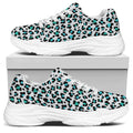 White And Teal Leopard Print White Chunky Shoes