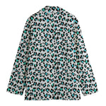 White And Teal Leopard Print Women's Blazer