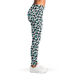 White And Teal Leopard Print Women's Leggings