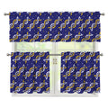 White And Yellow DNA Pattern Print 3 Piece Kitchen Curtains