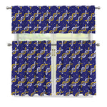 White And Yellow DNA Pattern Print 3 Piece Kitchen Curtains