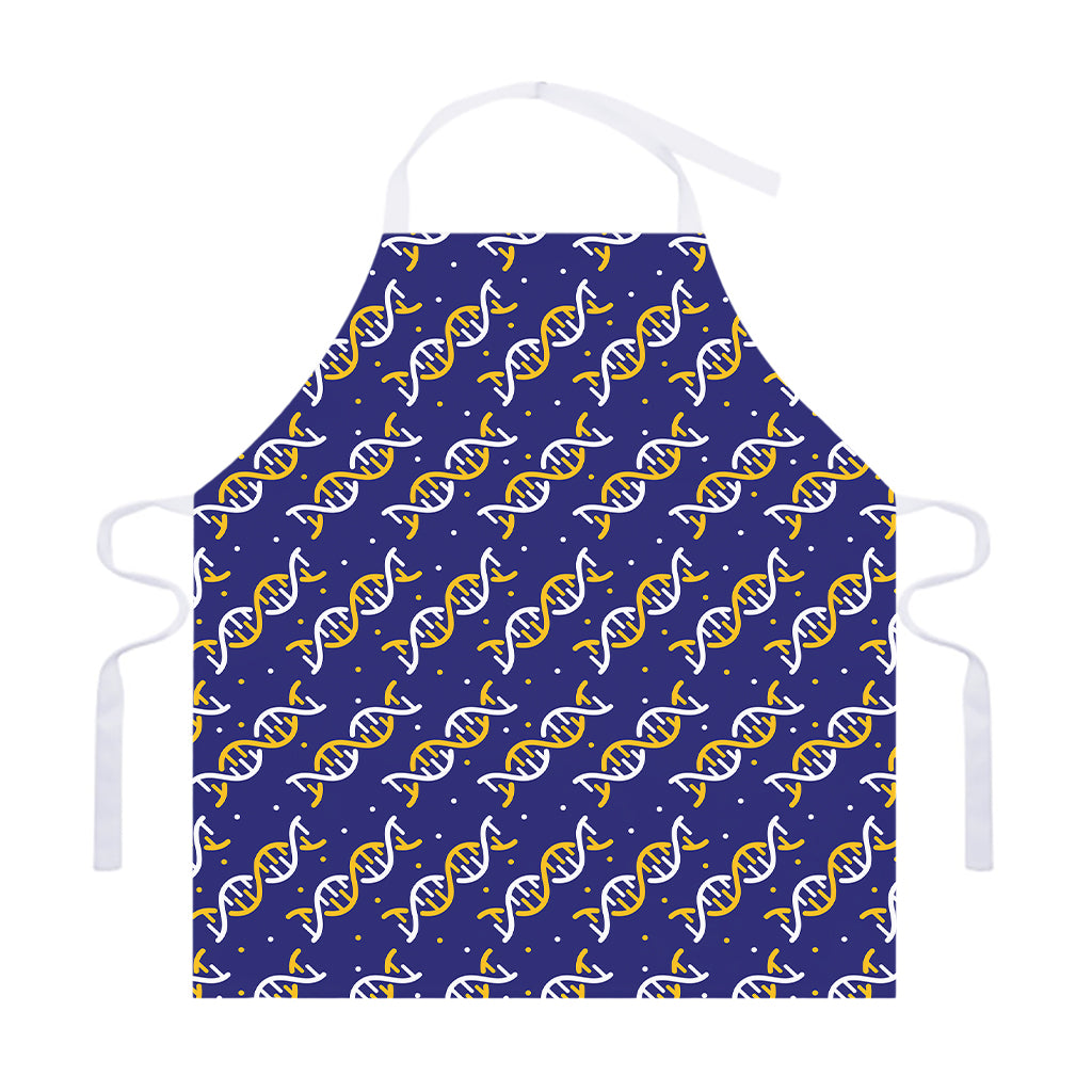 White And Yellow DNA Pattern Print Adjustable Apron