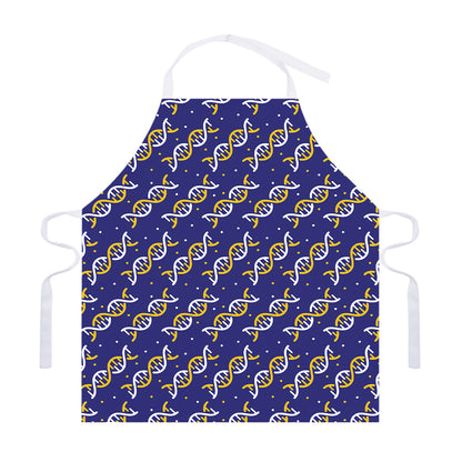 White And Yellow DNA Pattern Print Adjustable Apron
