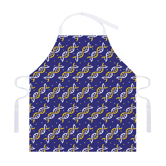 White And Yellow DNA Pattern Print Adjustable Apron