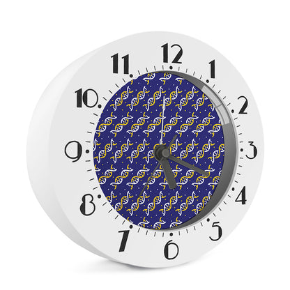White And Yellow DNA Pattern Print Alarm Clock
