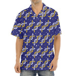 White And Yellow DNA Pattern Print Aloha Shirt