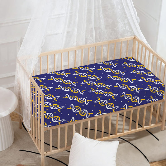 White And Yellow DNA Pattern Print Baby Crib Sheet
