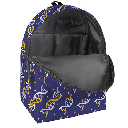 White And Yellow DNA Pattern Print Backpack