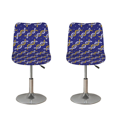 White And Yellow DNA Pattern Print Bar Stool Covers