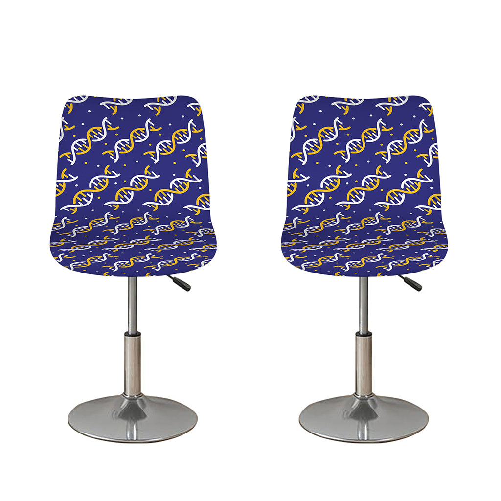 White And Yellow DNA Pattern Print Bar Stool Covers