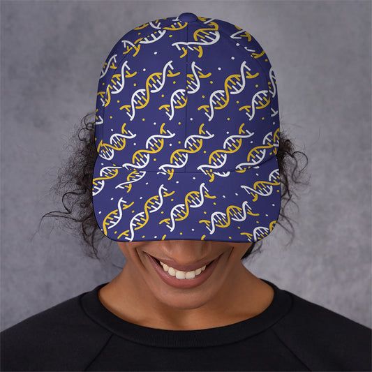 White And Yellow DNA Pattern Print Baseball Cap