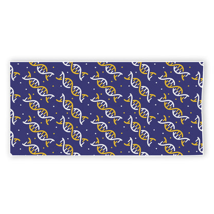 White And Yellow DNA Pattern Print Beach Towel