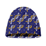 White And Yellow DNA Pattern Print Beanie