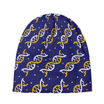 White And Yellow DNA Pattern Print Beanie