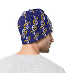 White And Yellow DNA Pattern Print Beanie
