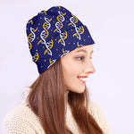 White And Yellow DNA Pattern Print Beanie