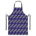 White And Yellow DNA Pattern Print Bib Apron With Pocket