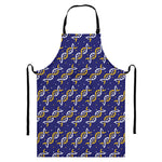 White And Yellow DNA Pattern Print Bib Apron With Pocket